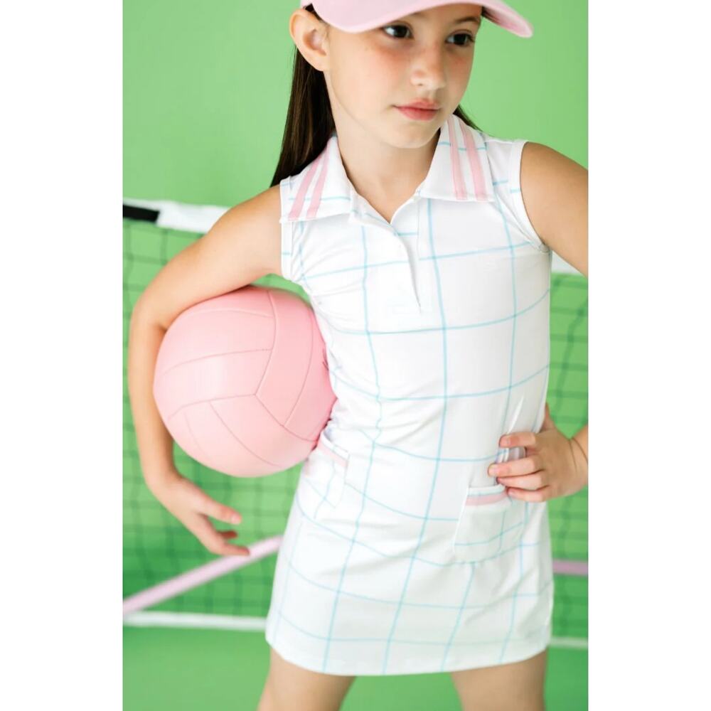 SET BY LULLABY SET Serena Dress - Blue Windowpane NWT‎ size 9/10